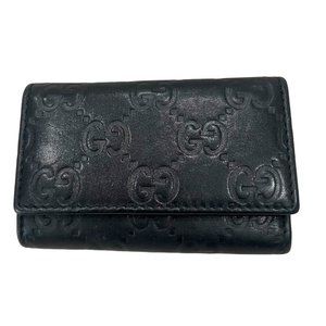 GUCCI: Black Monogram "Guccissima" Leather Key Case #1299